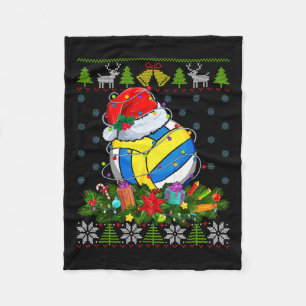 Volleybal Kerstman Hat Kerst Licht Lelijk Zwe Fleece Deken