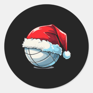 Volleybal Kerstman Hoed Grappig Volleybal Lo Ronde Sticker