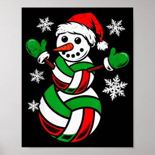 Volleybal Kerstman Hoed Sneeuwman Kerstmis Grappig Poster