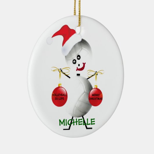Volleybal Kerstman Keramisch Ornament (Rechts)