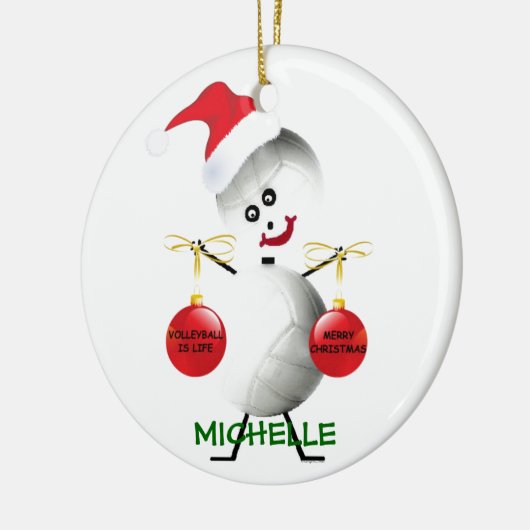 Volleybal Kerstman Keramisch Ornament (Links)