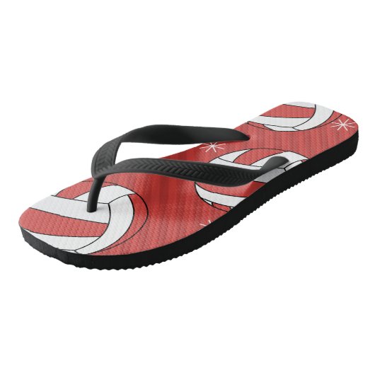 Volleybal kerststreep feestbal en sneeuw teenslippers (Schuin)