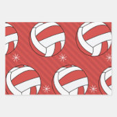 Volleybal kerststreep Festive Ball Snow Red Inpakpapier Vel (Voorkant 2)