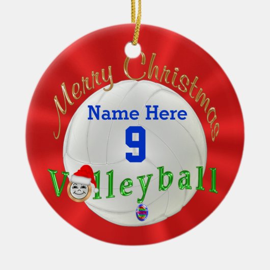 Volleybal kerstversiering op maat keramisch ornament (Voorkant)