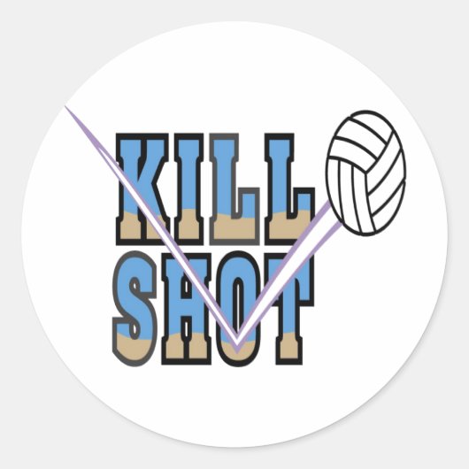 Volleybal: Kill Shot Ronde Sticker (Voorkant)