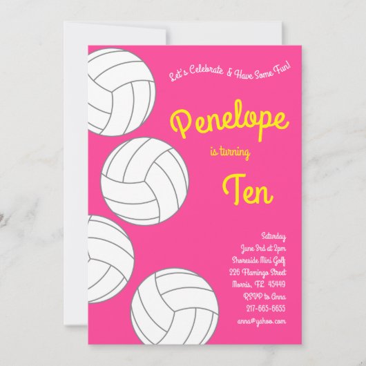 Volleybal kinderen Birthday Party Sports Kaart (Voorkant)
