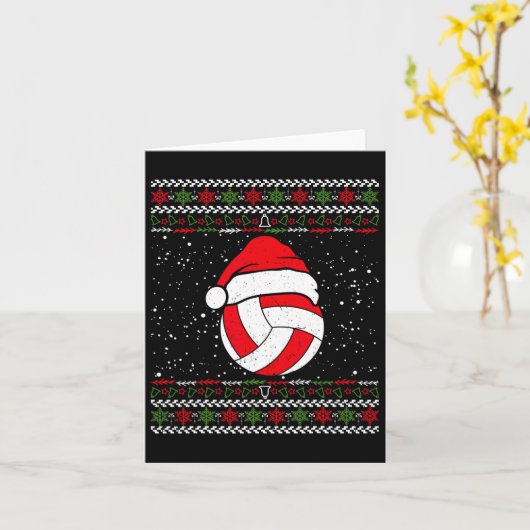 Volleybal Lelijke Kersttrui Sport Lover Xmas Kaart (Gele Bloem)