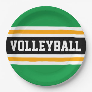 VOLLEYBAL Leuk Helder Groen Zwart Oranje Strepen  Papieren Bordje