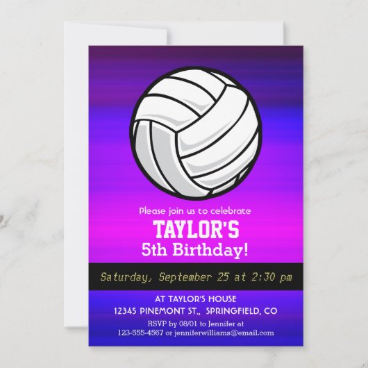 Volleybal; Levendig Violet Blauw en Magenta Kaart (Voorkant)