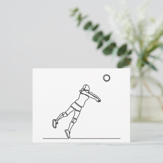 Volleybal Libero Lijntekening Briefkaart (Staand voorkant)