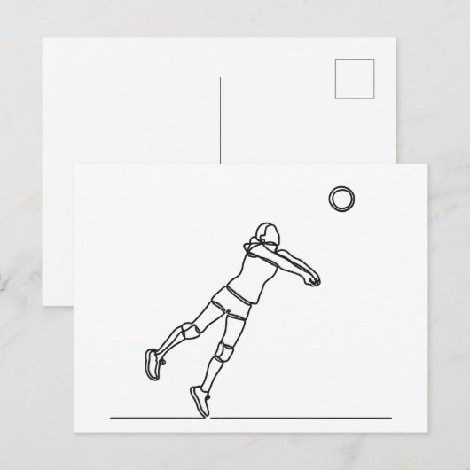 Volleybal Libero Lijntekening Briefkaart (Voorkant / Achterkant)