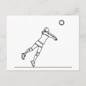 Volleybal Libero Lijntekening Briefkaart (Voorkant)