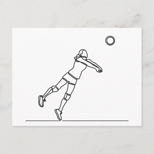 Volleybal Libero Lijntekening Briefkaart (Voorkant)