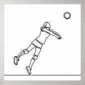 Volleybal Libero Lijntekening Poster (Voorkant)