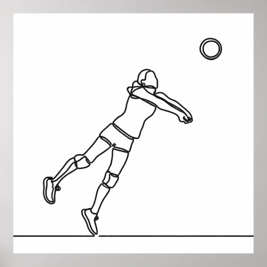 Volleybal Libero Lijntekening Poster (Voorkant)