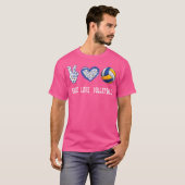 Volleybal liefhebbers Speler Fans Vrede Liefde Vol T-shirt (Voorkant volledig)