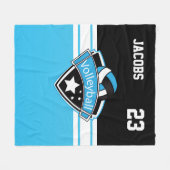 Volleybal 🏐 Logo in Baby Blauw, Wit & Zwart Fleece Deken (Voorkant (Horizontaal))