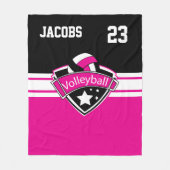 Volleybal Logo in Heet Roze, Wit & Zwart Fleece Deken (Voorkant)