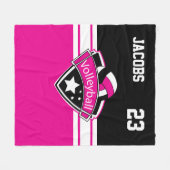 Volleybal Logo in Heet Roze, Wit & Zwart Fleece Deken (Voorkant (Horizontaal))
