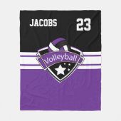 Volleybal Logo in Paarse, Wit & Zwart Fleece Deken (Voorkant)