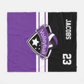 Volleybal Logo in Paarse, Wit & Zwart Fleece Deken (Voorkant (Horizontaal))