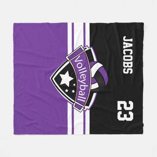 Volleybal Logo in Paarse, Wit & Zwart Fleece Deken (Voorkant (Horizontaal))
