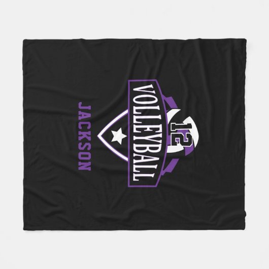 Volleybal Logo met DIY-nummer - Paars Fleece Deken (Voorkant (Horizontaal))