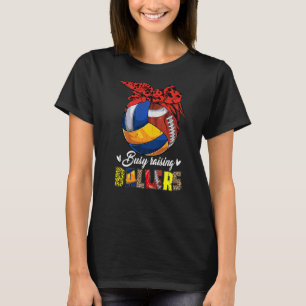 Volleybal mam Football mam Bezige Raising Ballers  T-shirt