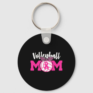 Volleybal mam Roze Ribbon Breast Cancer Bewustheid Sleutelhanger