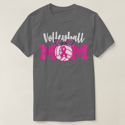 Volleybal mam Roze Ribbon Breast Cancer Bewustheid T-shirt (Design voorkant)