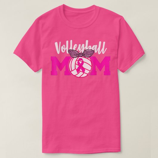 Volleybal mam Roze Ribbon Breast Cancer Bewustheid T-shirt (Design voorkant)