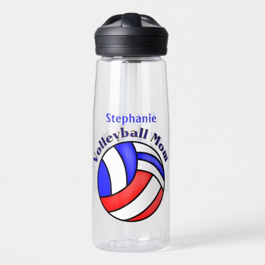 Volleybal mama met naam waterfles (Voorkant)