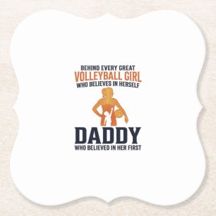 Volleybal Meisje Daddy Vintage Gravure Shirt Desi Kartonnen Onderzetters