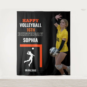 Volleybal Meisje Verjaardag, Speler Team Achtergro Wandkleed