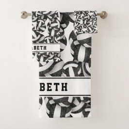 volleybal meisjes naam atletisch zwart wit bad handdoek