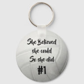 Volleybal met Jersey Number Sleutelhanger (Voorkant)
