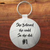 Volleybal met Jersey Number Sleutelhanger (Voorkant)