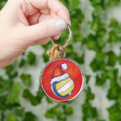 Volleybal met Kerstmuts Sleutelhanger (Hand)