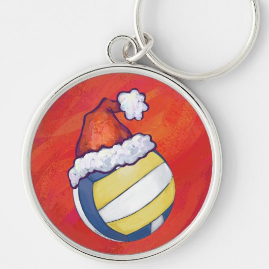 Volleybal met Kerstmuts Sleutelhanger (Voorkant)
