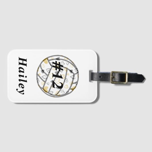 Volleybal met naam en Jersey nummer Bagagelabel (Voorkant (horizontaal))