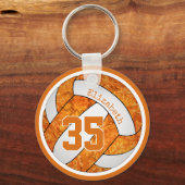 volleybal met oranje wit team kleuren aantal meisj sleutelhanger (Voorkant)