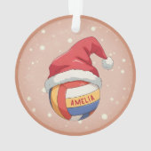 Volleybal met rode kerstmuts Naam Kerstmis Ornament (achterkant)