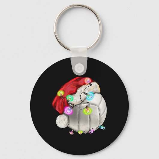 Volleybal met Santa Hat Christmas Kind Boys Sleutelhanger (Voorkant)