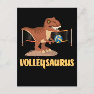 Volleybal met Trex Funny Dino Sport Briefkaart