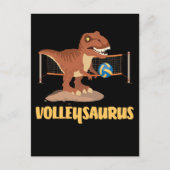 Volleybal met Trex Funny Dino Sport Briefkaart (Voorkant)