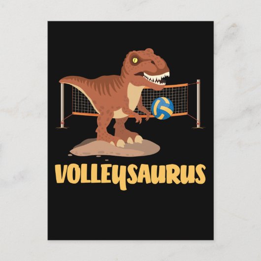 Volleybal met Trex Funny Dino Sport Briefkaart (Voorkant)