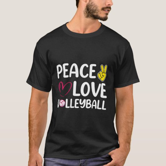 Volleybal met vrede liefde volleybal t-shirt (Voorkant)