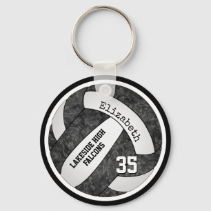 volleybal met zwarte witte teamkleuren naam meisje sleutelhanger