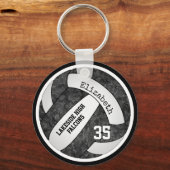 volleybal met zwarte witte teamkleuren naam meisje sleutelhanger (Achterkant)