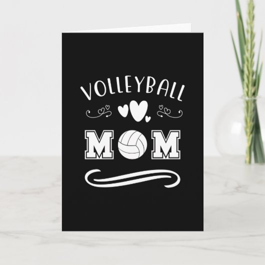 Volleybal Moeder Zwart En Wit Typografie Tekst Kaart (Voorkant)
